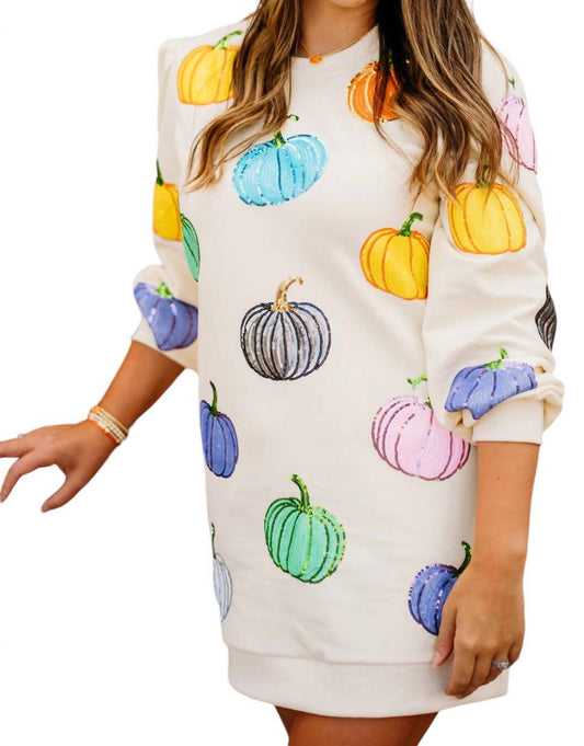 Queen Of Sparkles - Pumpkin Sweatshirt Dress