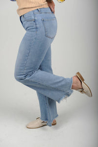 RISEN High Rise Wide Leg Jeans in blue - women's jeans - detail view