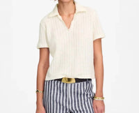 Madewell Crochet Knit Polo Sweater in ivory - women's sweater