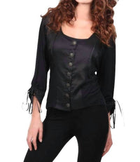 Drawstring-Slv Buttoned Top