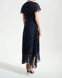 Joseph Ribkoff - Printed Chiffon High Low Wrap Dress