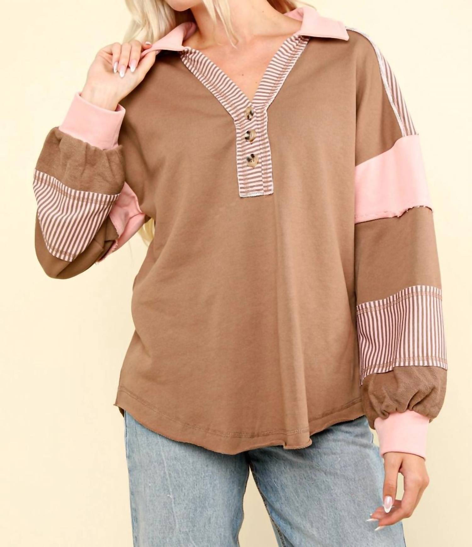 Very J - Keep it Cozy Colorblock Pullover
