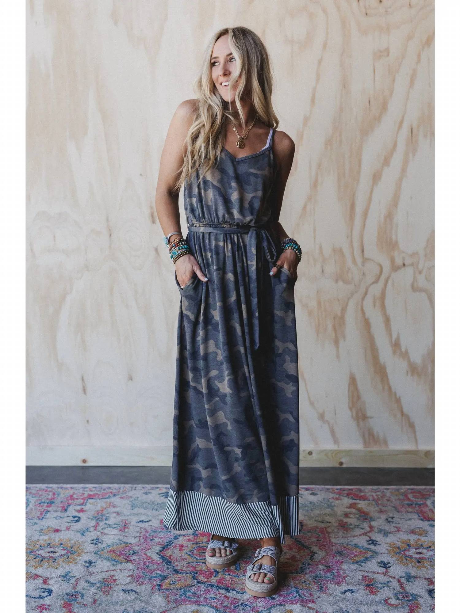 Three Bird Nest - Cadet Camo Print Dress