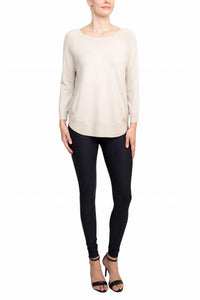 Anne Rose - Women's Scoop Neck Long Sleeve Solid Knit Top