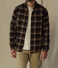The Normal Brand Louis Heavyweight Flannel Shirt in black plaid - men's shirt