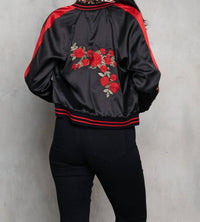 Paparazzi - Reversible Satin Embroidered to Tiger Baseball Jacket