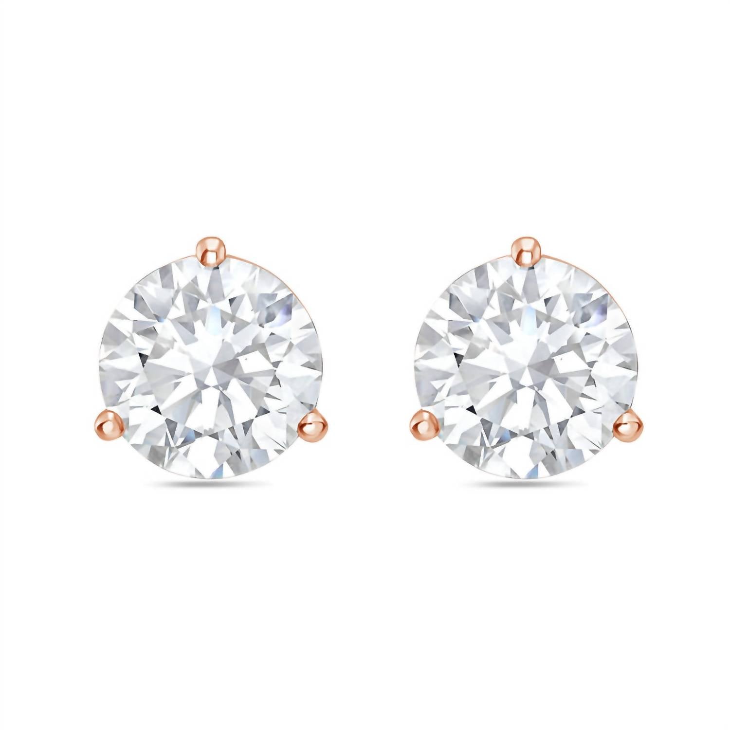 Diana M Jewels - 1.00 Ct Lab-grown Round Diamond 3-prong Stud Earrings