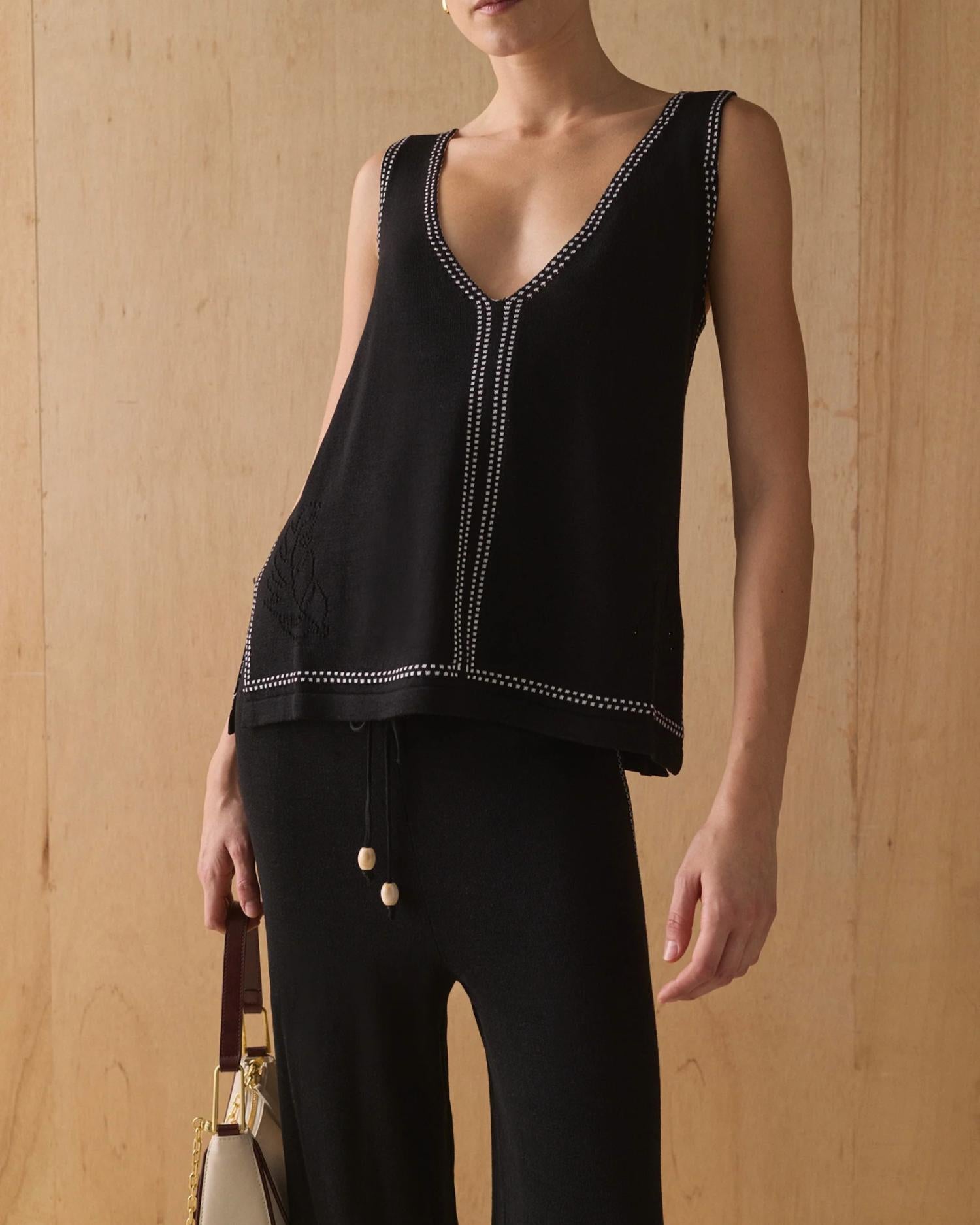 Sancia Women's The Skye Knit Tank in black - women's tank top