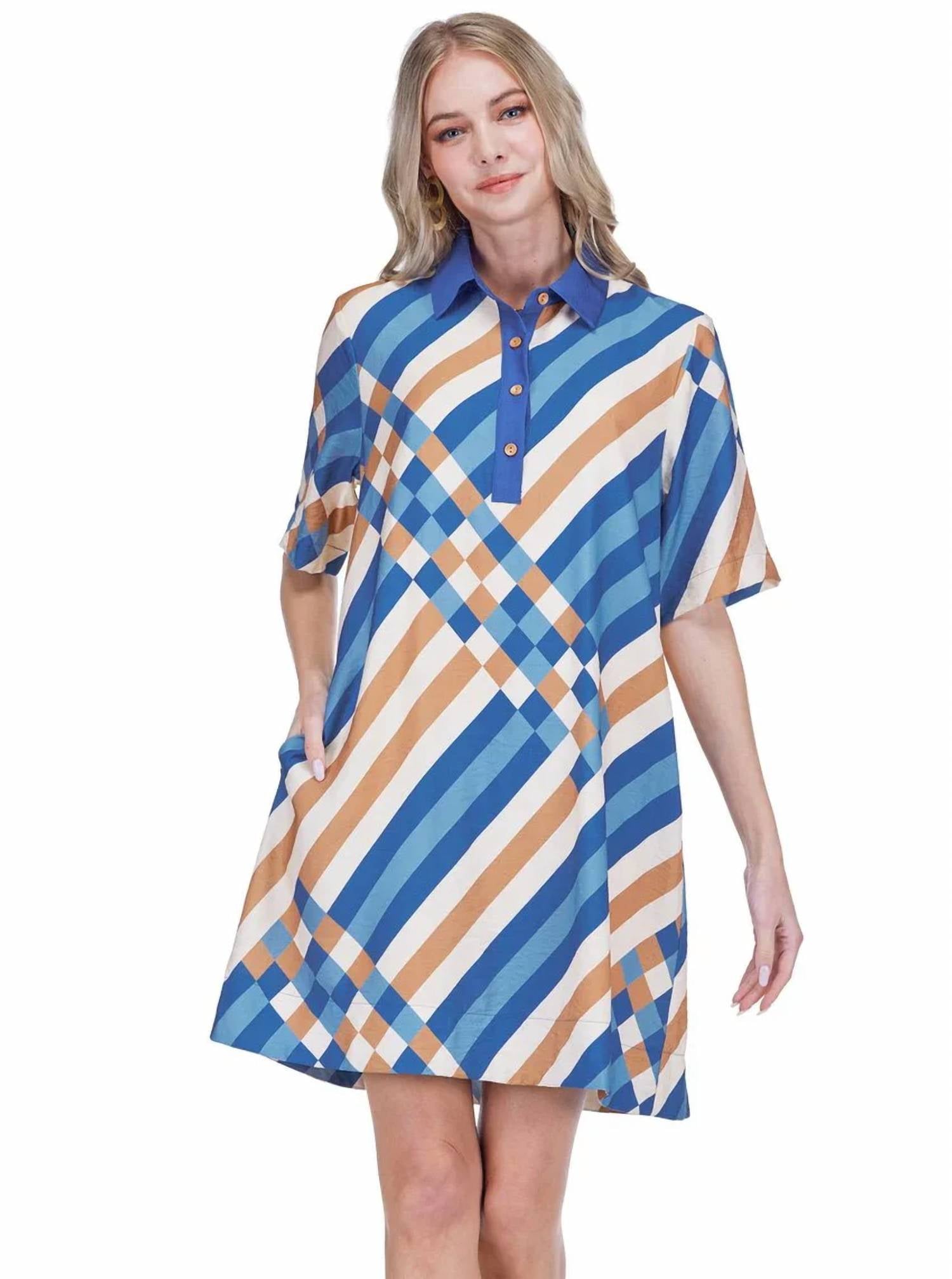 Joy Joy - Crossweave Collar Swing Dress