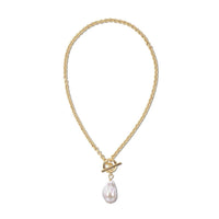 Eklexic - Women's Micro Royal Toggle & Xl Baroque Pearl Pendant Necklace