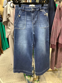 Risen - Women's High Rise Ankle Wide Leg Jeans