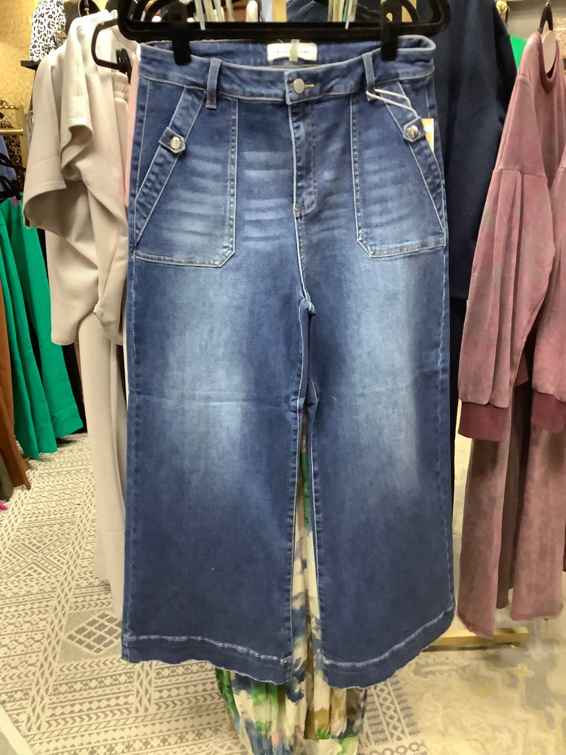 Risen - Women's High Rise Ankle Wide Leg Jeans