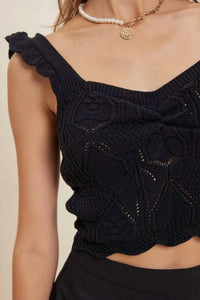 Idem Ditto - Ruffle Detailed Pointelle Knit Top