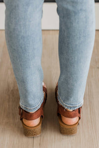 Very G Women's Shayne Wedge Sandal in rust - women's sandal - detail view
