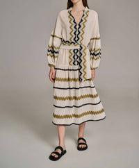 Lovestitch - Mona Jacquard Zigzag Maxi Dress