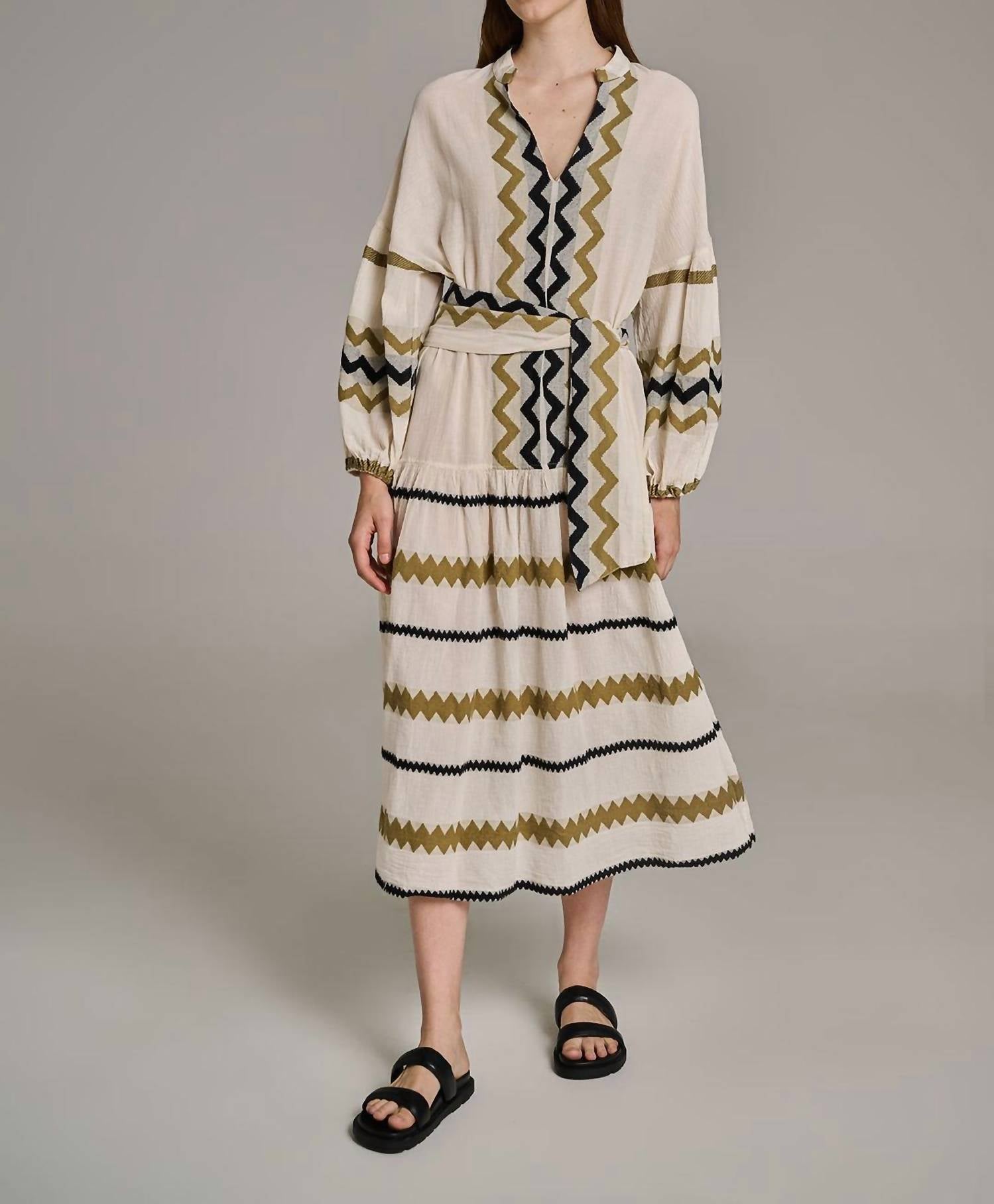 Lovestitch - Mona Jacquard Zigzag Maxi Dress