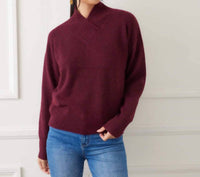 Karen Kane Shawl Collar Sweater - Petite in wine - women's sweater