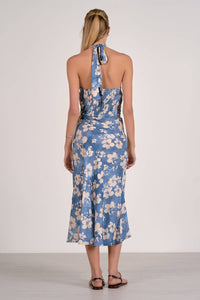 ELAN Shelby Halter Top in blue - women's shirt - detail view