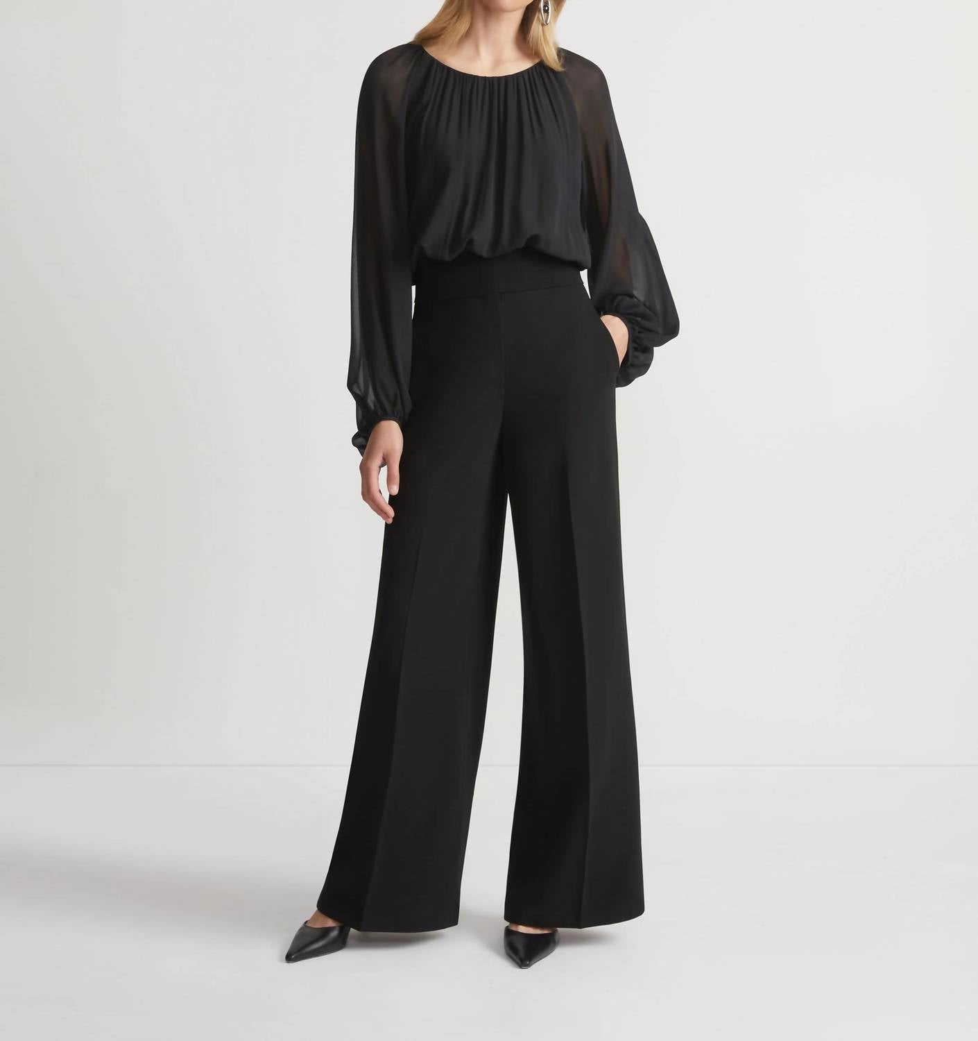 Lafayette 148 - Gathered Neck Balloon Sleeve Top