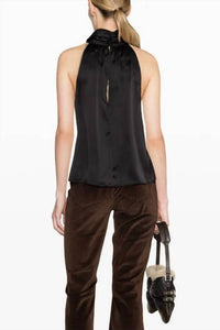 Frame - High Neck Satin Top