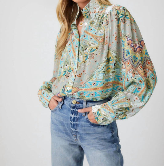 Fifteen Twenty - Shirred Button-up Pattern Shirt