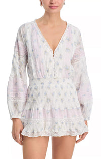 LoveShackFancy Winfrey Mini Dress in lilac vanilla - women's dress
