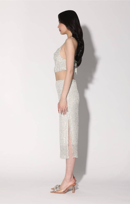 Walter Baker - Crista Sequin Side Slit Midi Skirt