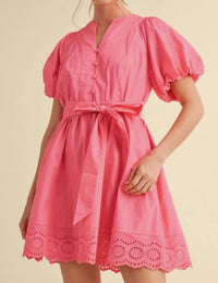 Jodifl Puff Sleeve Dress in pink - women's dress
