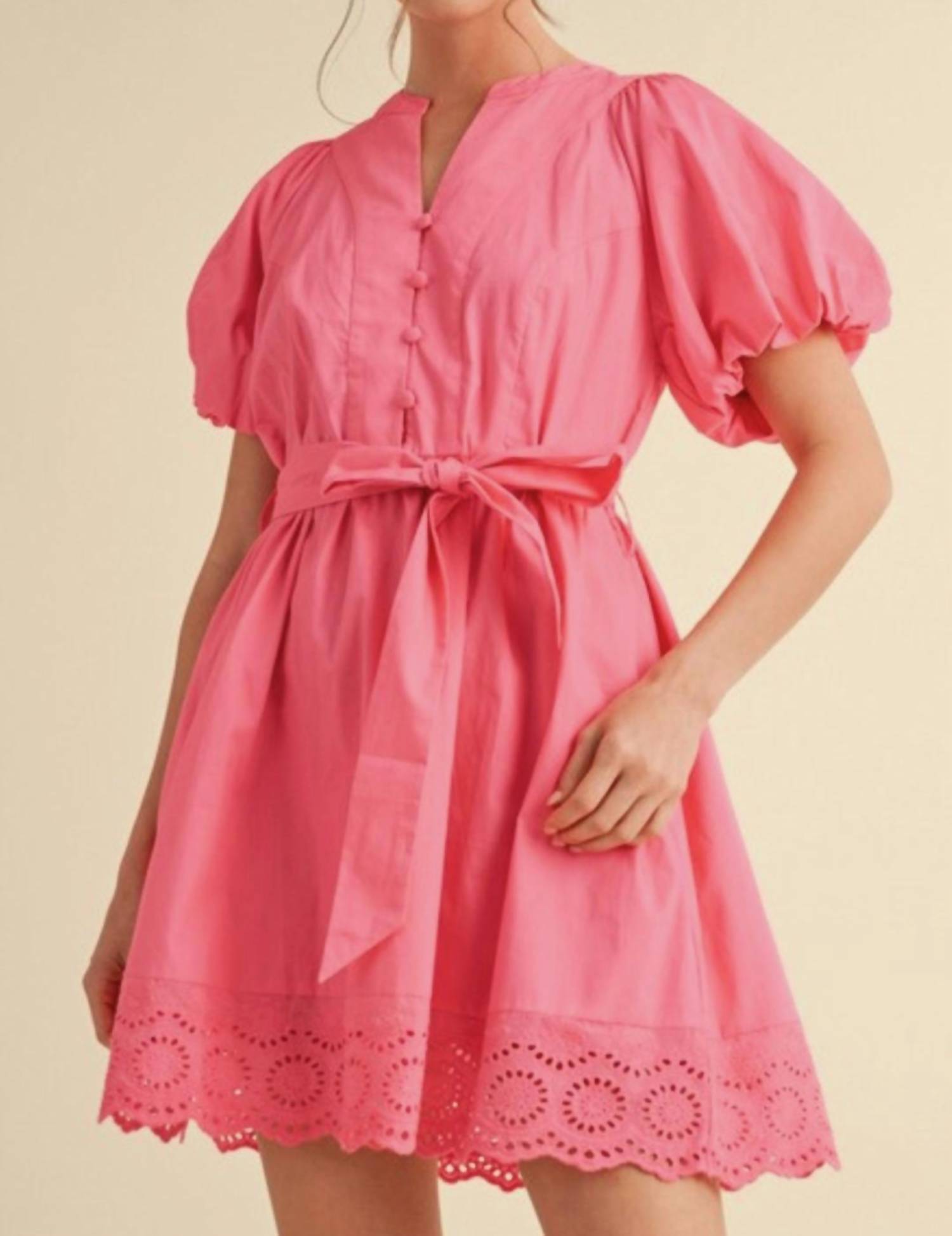 Jodifl Puff Sleeve Dress in pink - women's dress