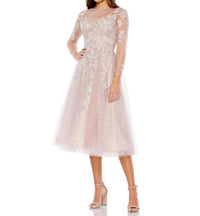 Mac Duggal - Sheer Neckline Illusion Sleeve Dress