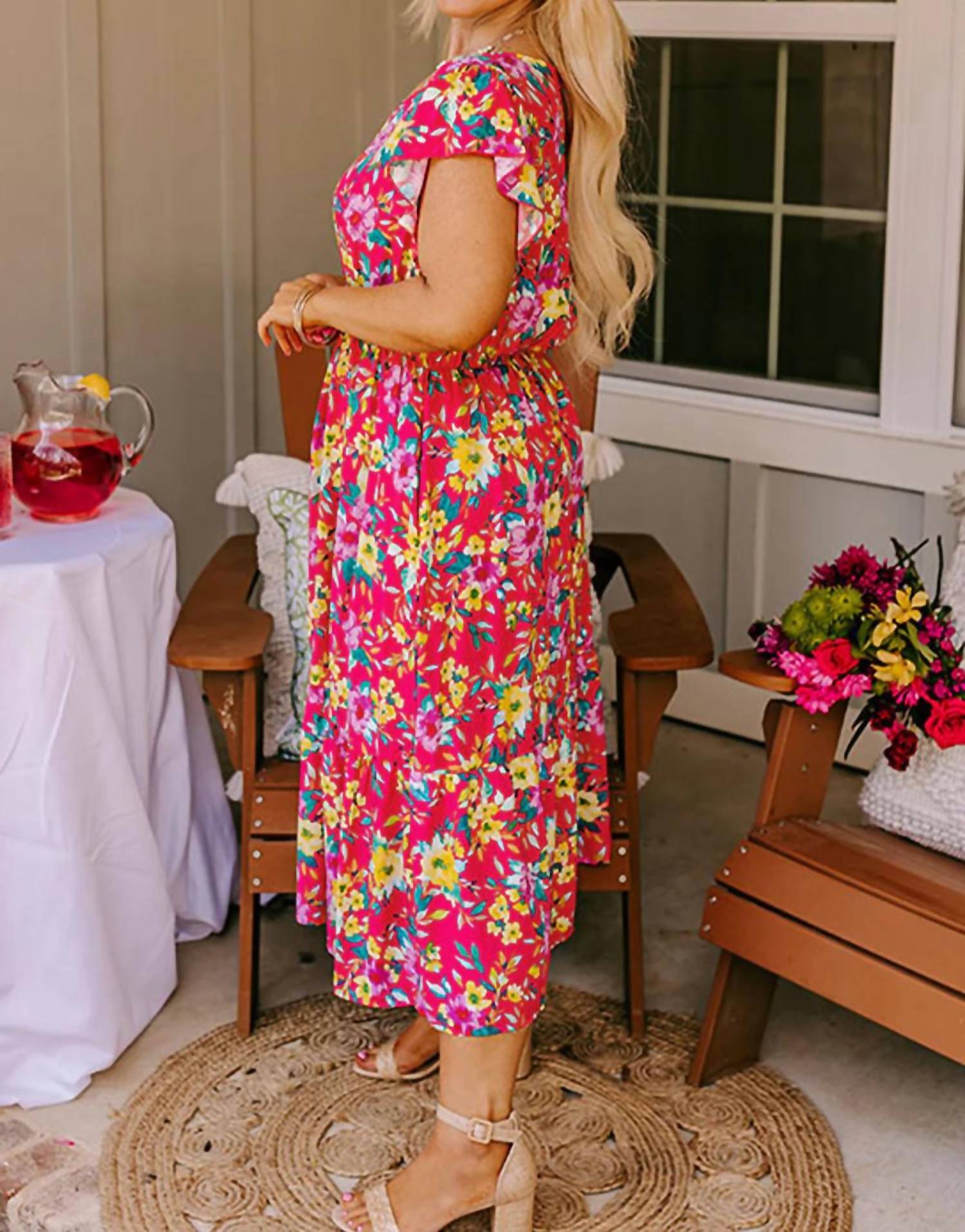 Dear Lover - Vibrant V-neck Midi Dress