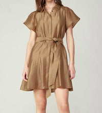 current air Button-down Mini Shirts Dress in latte - women's dress