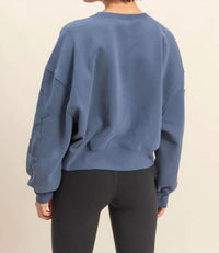 Zenana - Star Patch Crewneck Sweatshirt