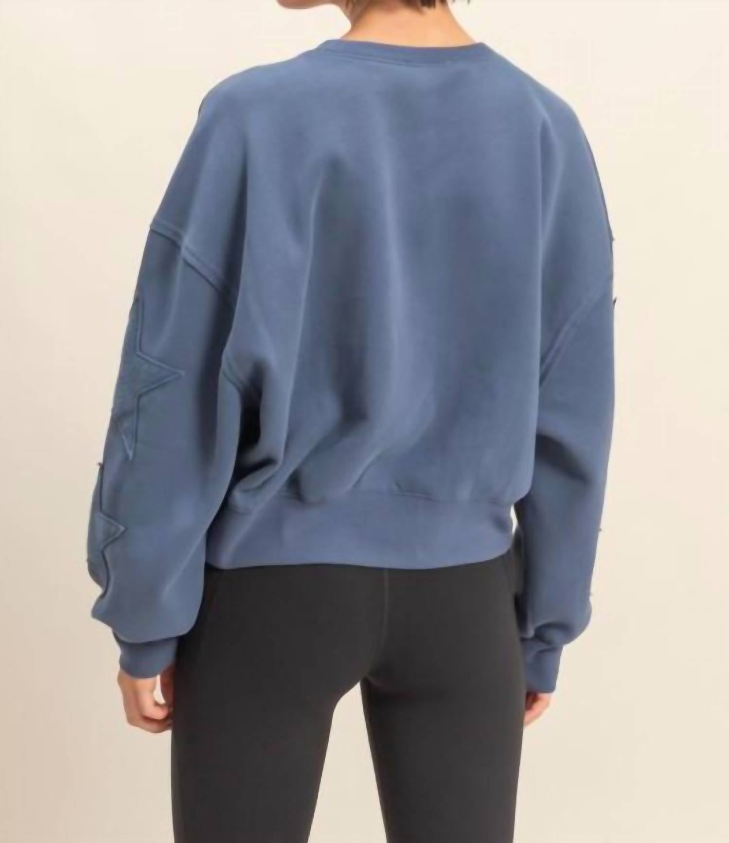 Zenana - Star Patch Crewneck Sweatshirt