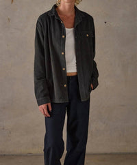 McTavish Cord Long Sleeve Shirt in slate - women's long sleeve top - alternate view