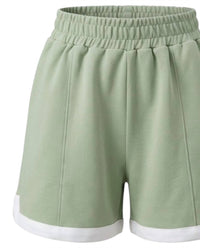 Simply Southern Women's Cozy Lounge Shorts in sage - women's shorts - detail view