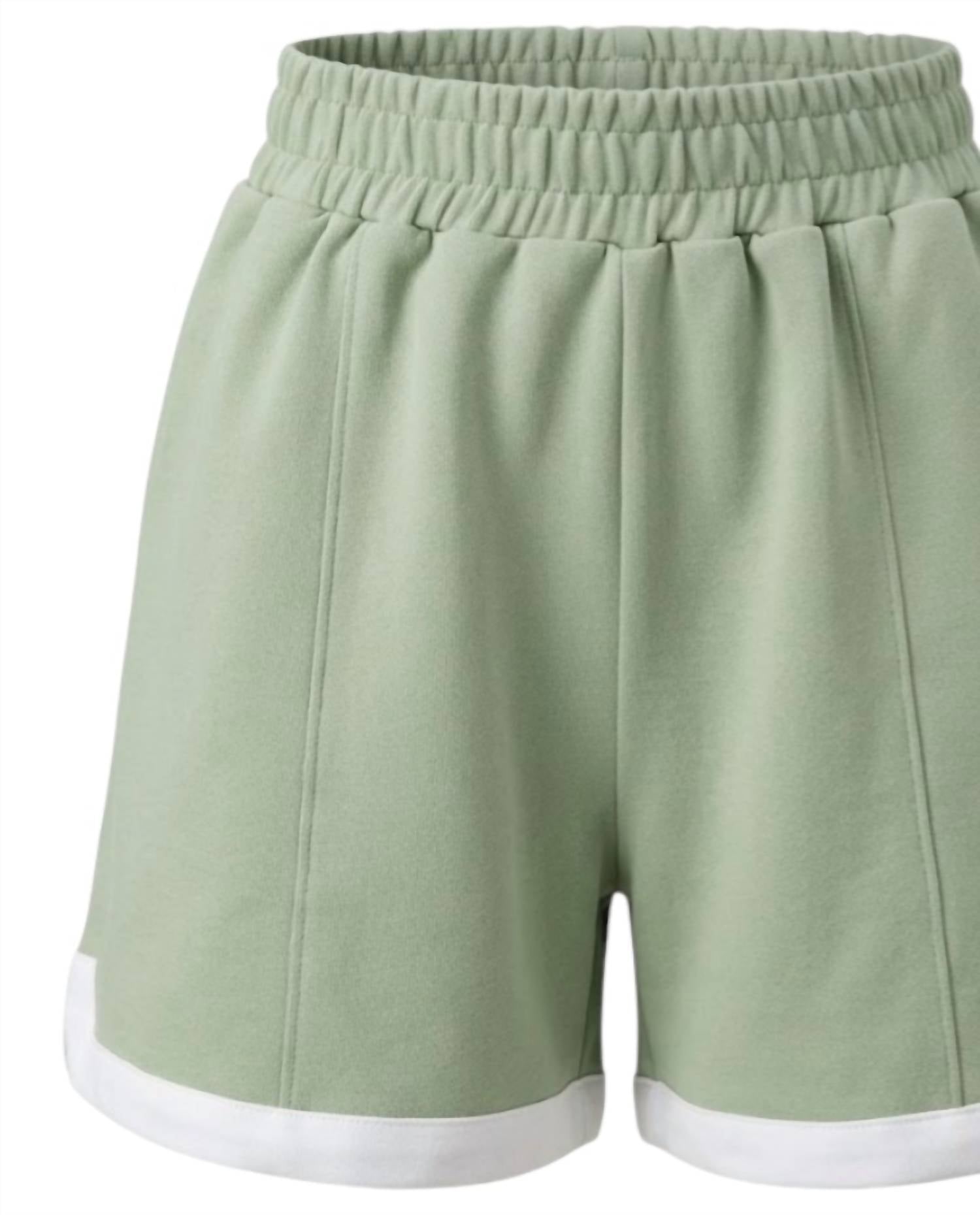 Simply Southern Women's Cozy Lounge Shorts in sage - women's shorts - detail view