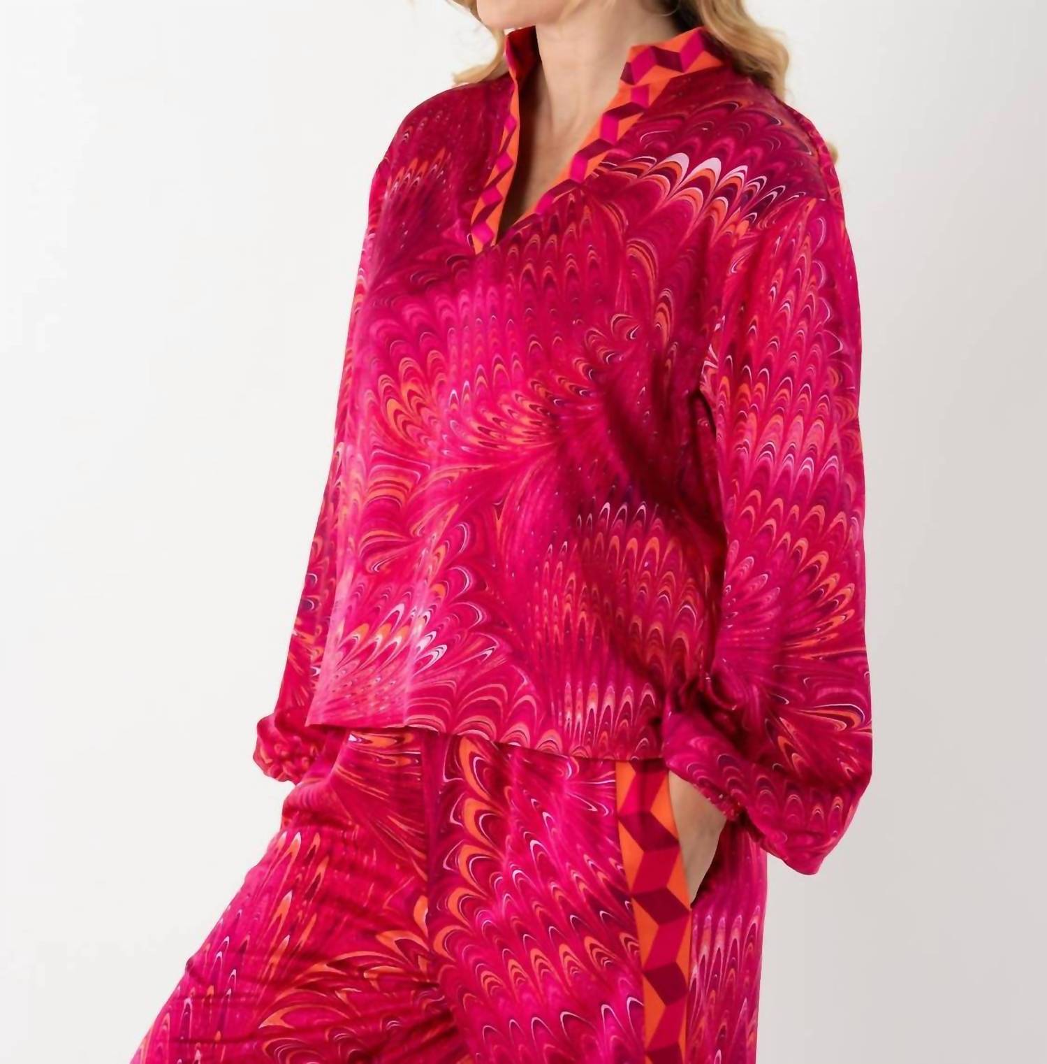 Emily McCarthy Lolli V-neck Top in venetian - women's long sleeve top - alternate view