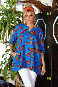 Kikisol - Searenity Fiesta Leaf French Terry Tunic With Pockets