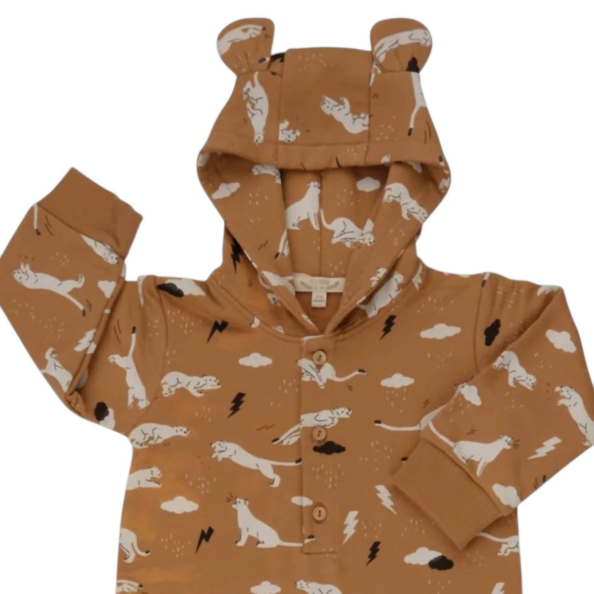 Red Caribou - Girls French Terry Bear Jumpsuit