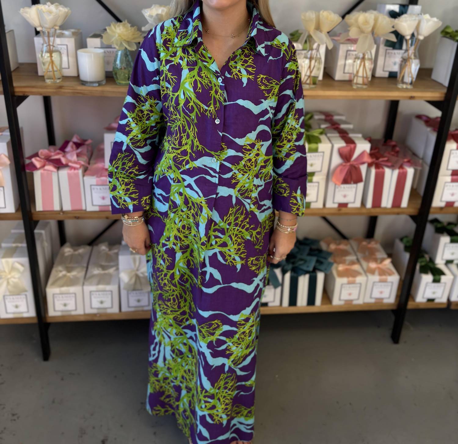 Modaposa - Gabriella Maxi Caftan Shirt Dress