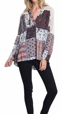 Umgee - Floral Lace Patchwork Blouse