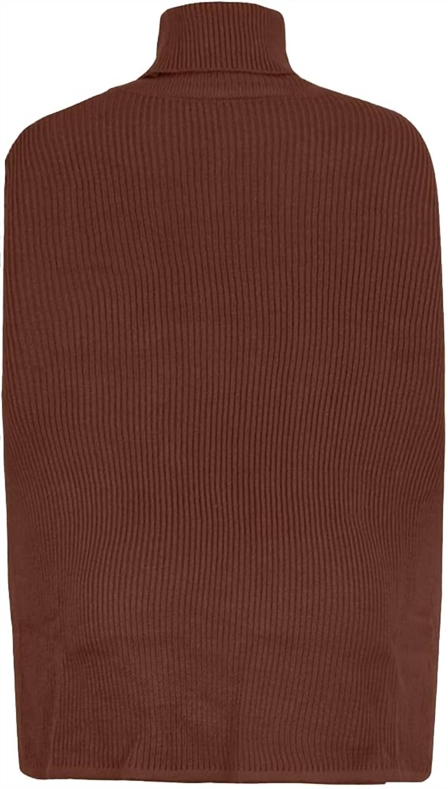 Ninexis - Pullover Poncho Cable Knit Turtleneck Sweater