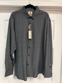F/X Fusion Men's Foulard Print Long Sleeve Top in black - men's long sleeve top