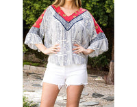 Thml - Mixed Print Mid Bell Sleeve Top
