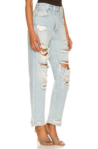 AGOLDE 90's Mid Rise Loose Fit Jeans in unhinged 1 - women's jeans - detail view