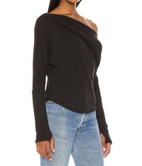 Free People Fuji Thermal Top in black - women's blouse - detail view