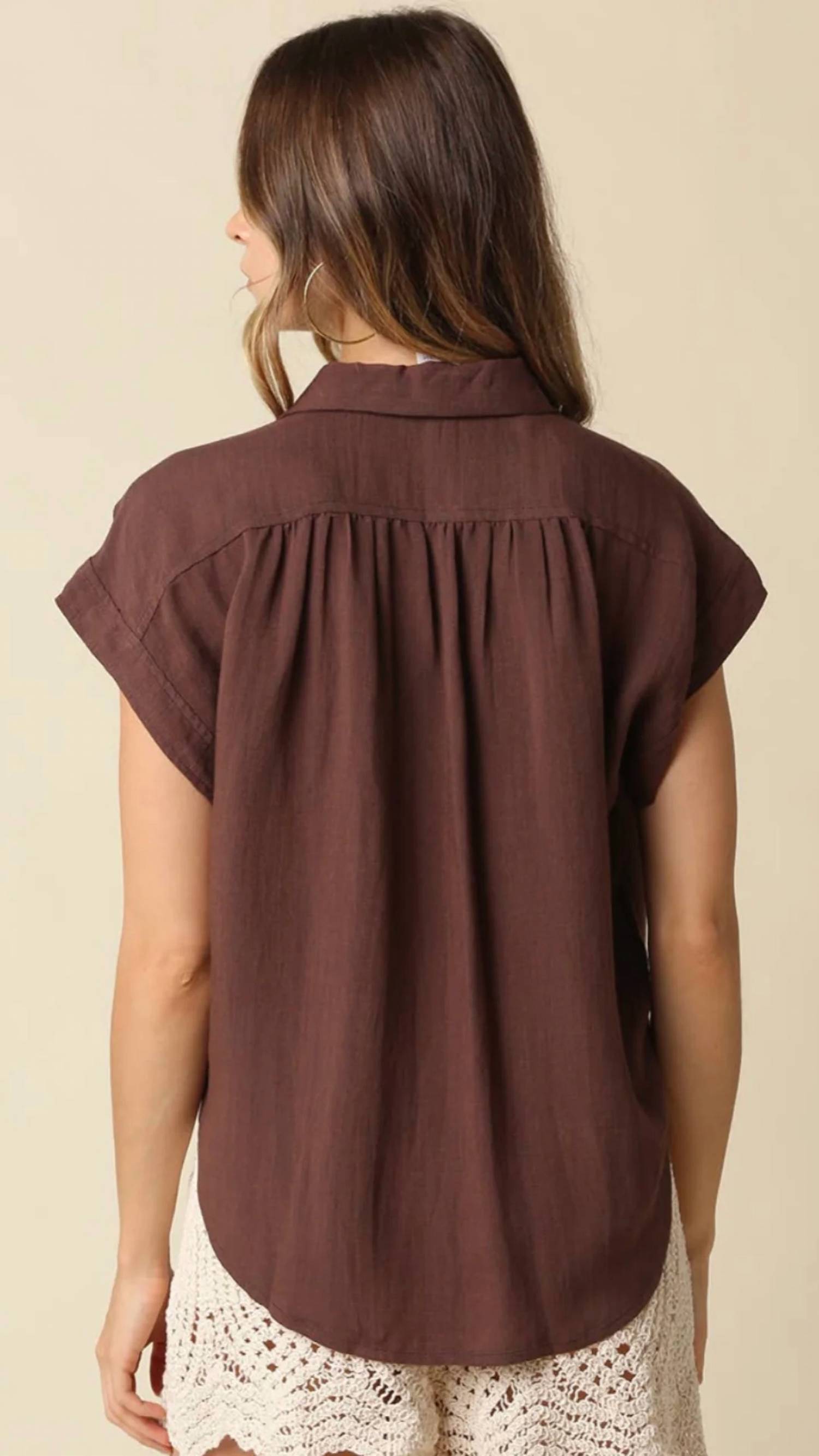 Olivaceous - Flutter Sleeve Blouse