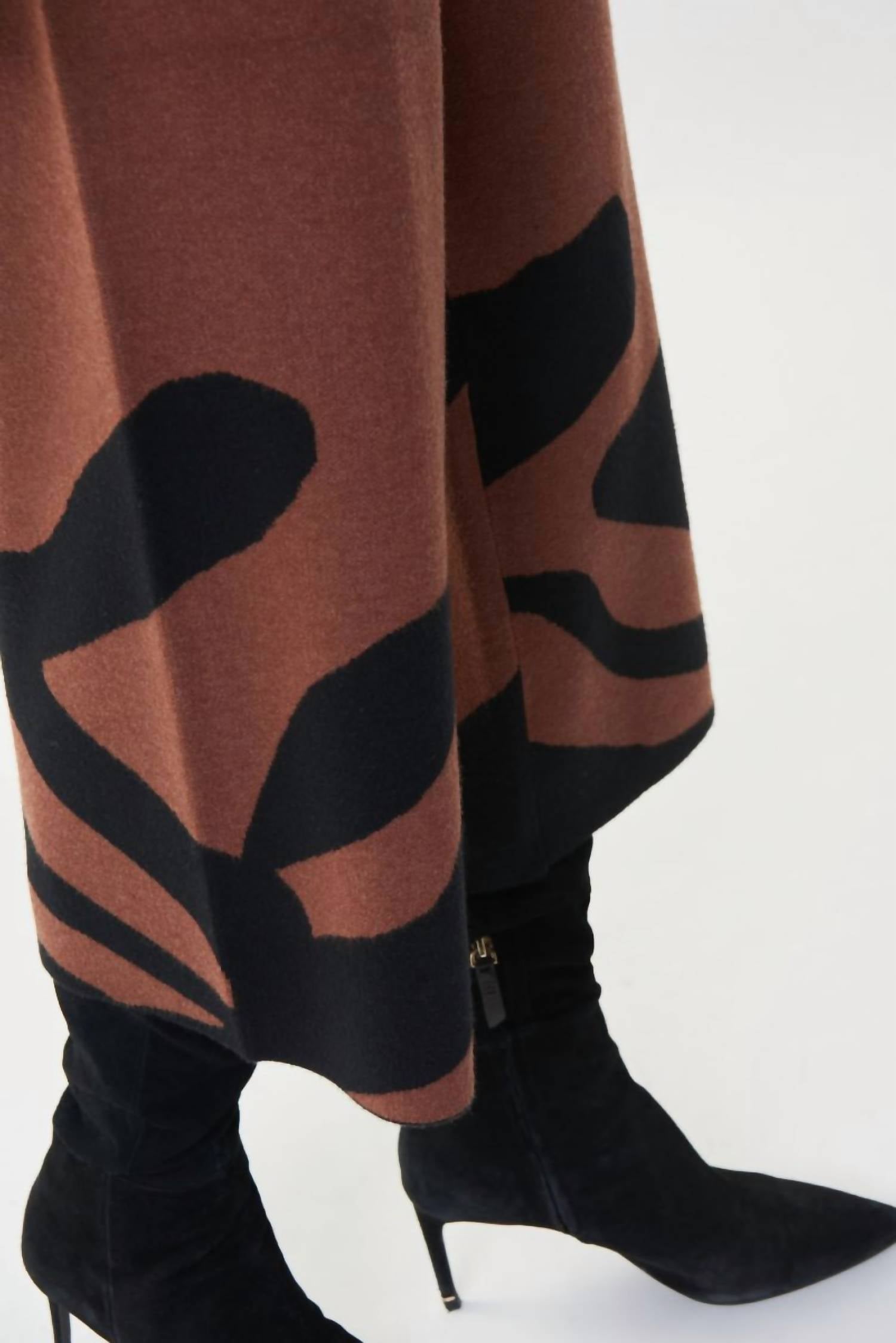 Joseph Ribkoff Animal Print Sweater Culotte Pants in black toffee - women's pants - view 5