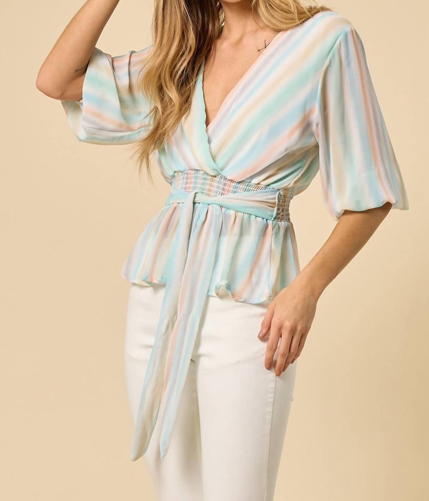 Blouse With Smocked Waist